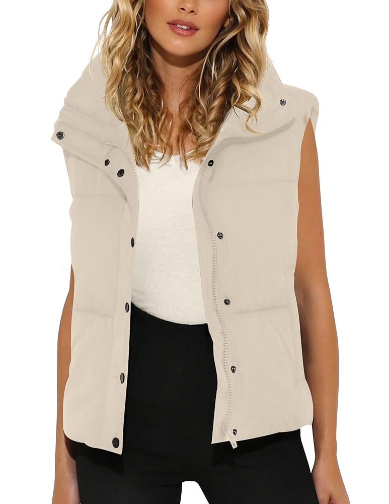 MIROL Women's Sleeveless Cropped Puffer Vest Zip Up Stand